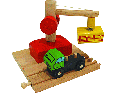 Hijskraan met rails en truck (Bigjigs)