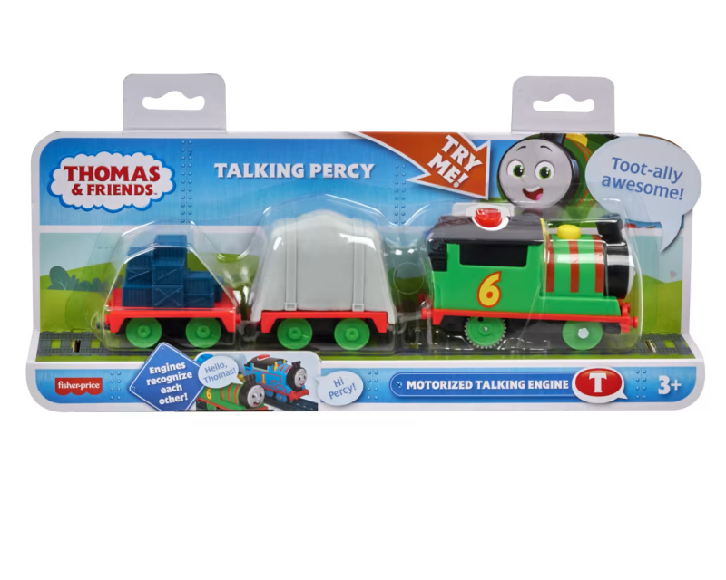 Thomas TrackMaster Motorised  - Talking percy with two wagons
